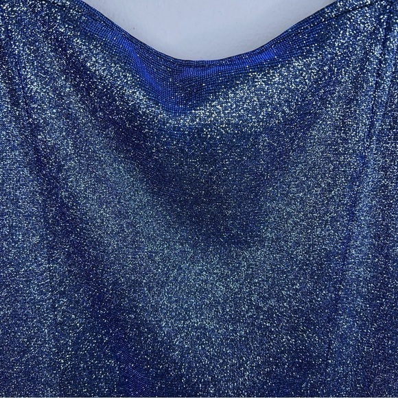 NEW XS H&M BLUE GLITTER DRESS EVENT PARTY COCKTAIL DATE NIGHT - Picture 7 of 10